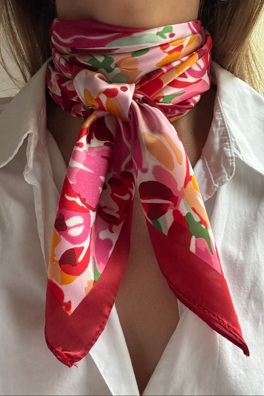 Foulard Bohème - Rouge floral