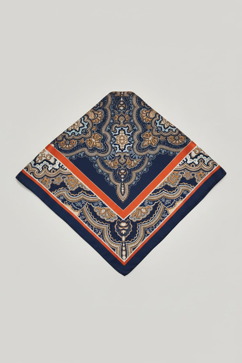 Foulard Bohème - Marine & Orange