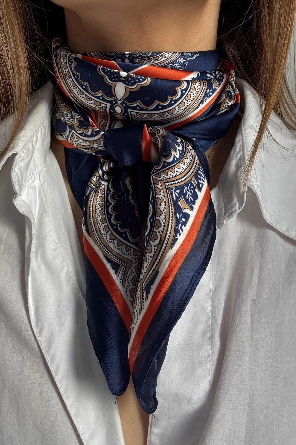 Foulard Bohème - Marine & Orange